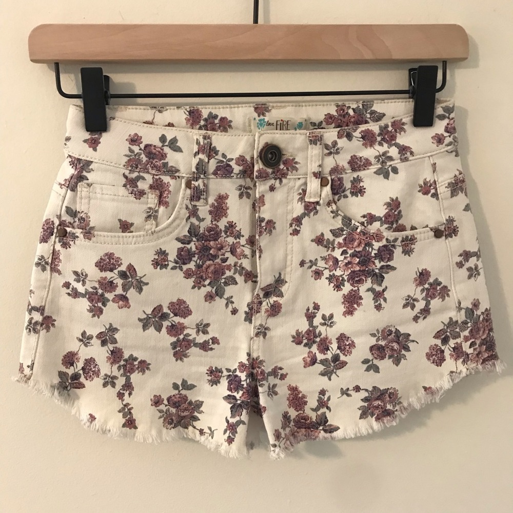 love, Fire floral printed shorts